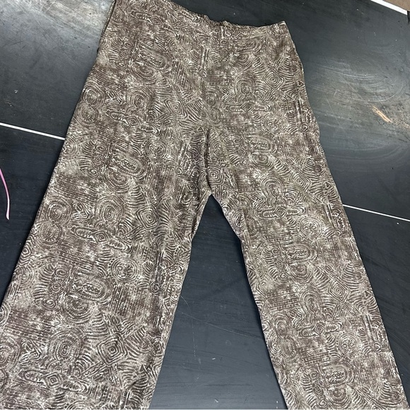 Coldwater Creek XL Linen Blend Soft Wash Ankle Length Pants Batik Design AS-IS - Picture 1 of 16